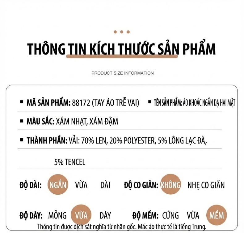 Áo Khoác Dạ Nam Lông Lạc Đà Tencel Dáng Rộng Tay Lỡ Màu Xám chi tiết 14