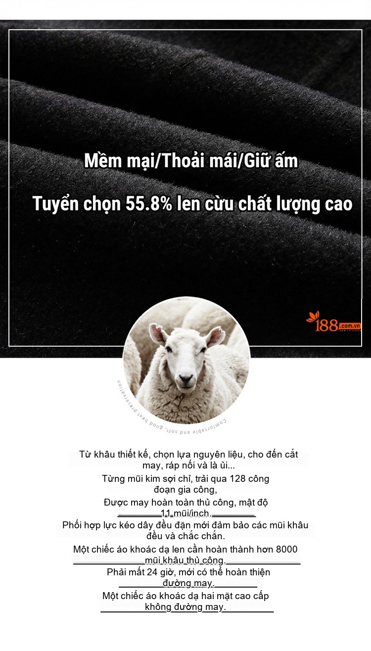 Áo Khoác Dạ Nam Lót Lông Vũ Dày Dặn Dáng Dài Chất Liệu Lông Cừu Màu Xám Đen chi tiết 6