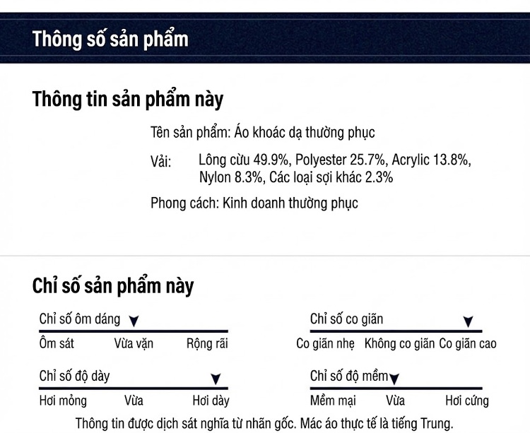 Áo Khoác Dạ Nam Trung Dài Dáng Vest Lót Bông Dày Dặn Màu Xám, Đỏ, Đen chi tiết 10