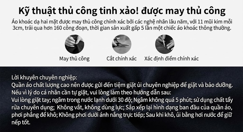 Áo Khoác Dạ Nam Trung Dài Hai Mặt Lông Cừu, Lông Dê Phong Cách Anh Màu Be, Đen chi tiết 7