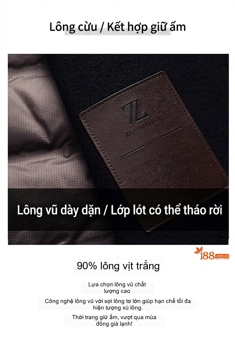 Áo Khoác Dạ Nam Trung Niên Cổ Tàu Khuy Tàu Phong Cách Trung Hoa Lót Lông Vũ Màu Đen chi tiết 8