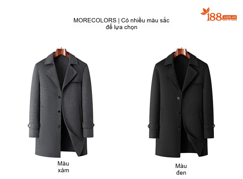 Áo Khoác Dạ Nam Trung Niên Dáng Dài Hai Mặt 70% Lông Cừu Cúc Đôi Phong Cách Hàn Quốc Màu Đen, Xám chi tiết 7