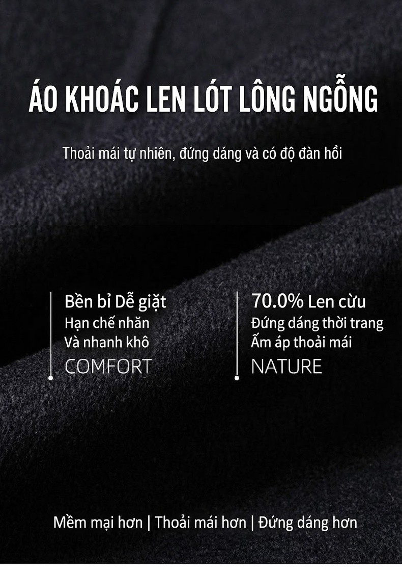 Áo Khoác Dạ Nam Trung Niên Dáng Dài Lót Lông Ngỗng Tháo Rời Màu Đen, Nâu chi tiết 1