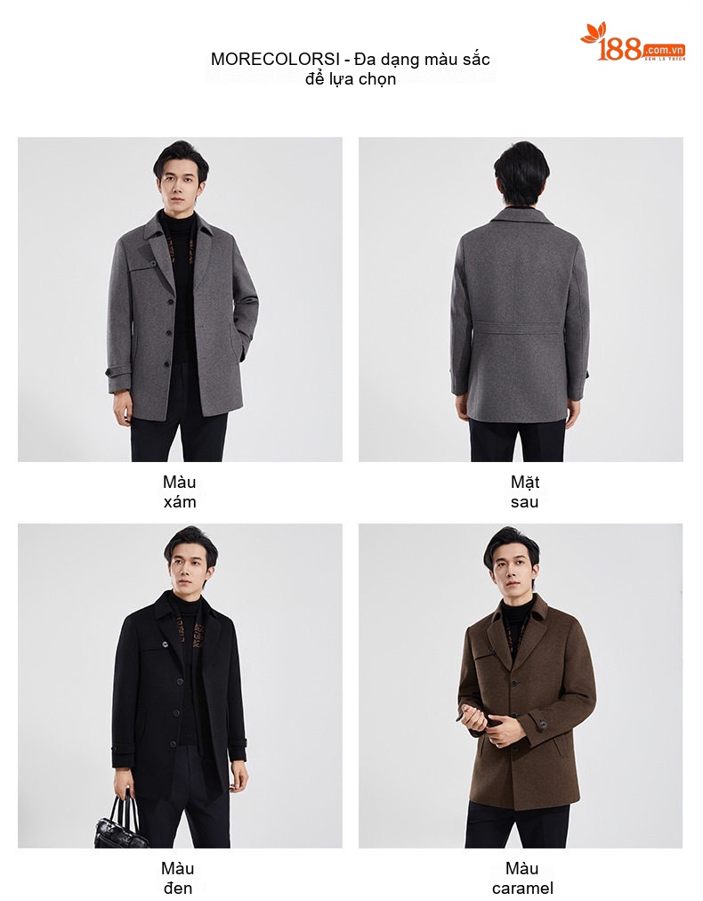 Áo Khoác Dạ Nam Trung Niên Dáng Dài Vừa Lông Cừu Dày Dặn Có Lớp Lót Tháo Rời Màu Nâu, Xám chi tiết 10
