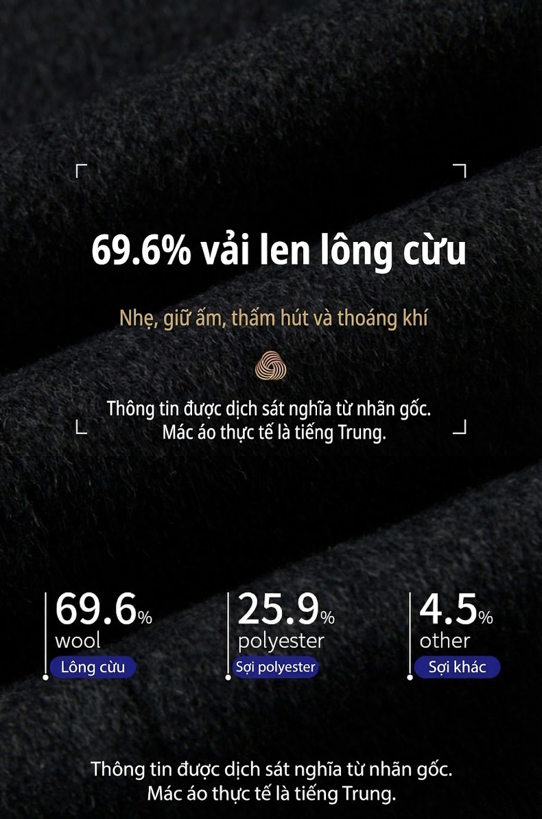 Áo Khoác Dạ Nam Trung Niên Dáng Dài Vừa Lông Cừu Dày Dặn Có Lớp Lót Tháo Rời Màu Nâu, Xám chi tiết 3