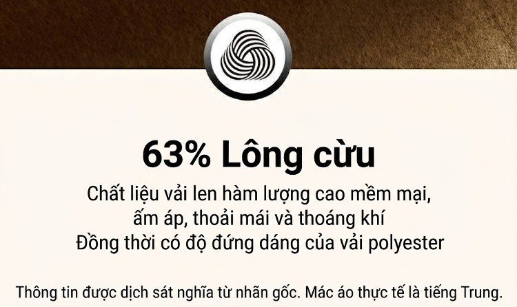 Áo Khoác Dạ Nam Trung Niên Dáng Dài Vừa Vải Lông Cừu 63% Phong Cách Tĩnh Lặng Màu Đen, Nâu chi tiết 4