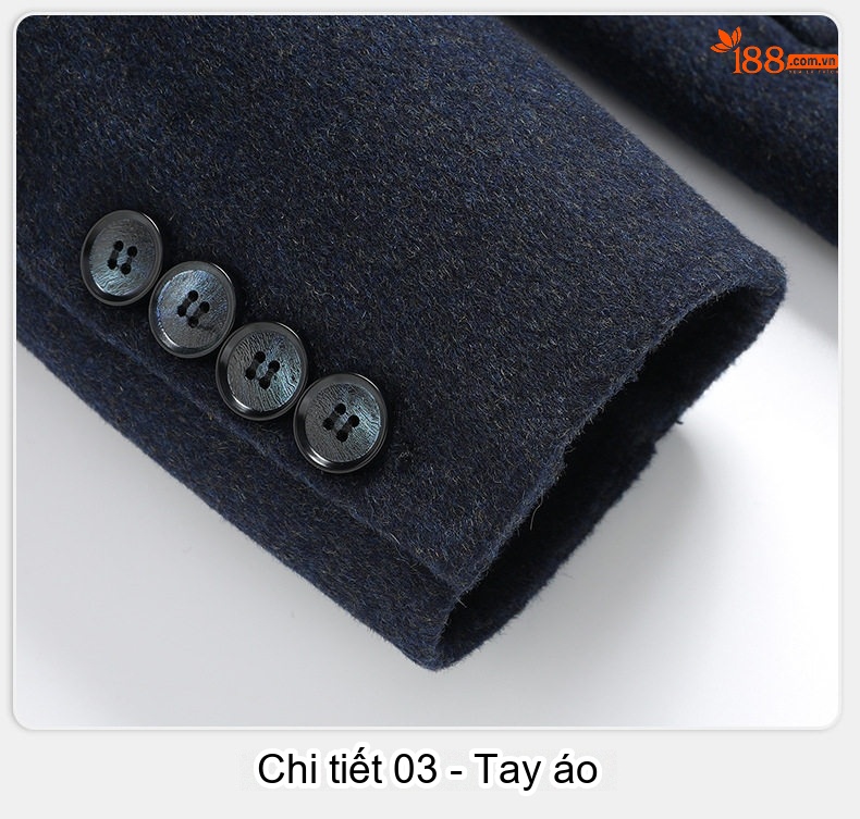 Áo Khoác Dạ Nam Trung Niên Dáng Dài Vừa Vặn Màu Xanh Navy chi tiết 22