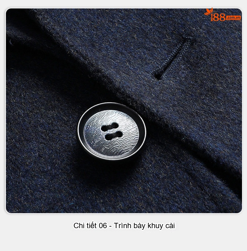 Áo Khoác Dạ Nam Trung Niên Dáng Dài Vừa Vặn Màu Xanh Navy chi tiết 25