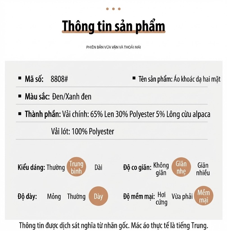 Áo Khoác Dạ Nam Trung Niên Dáng Dài Vừa Vặn Màu Xanh Navy chi tiết 15
