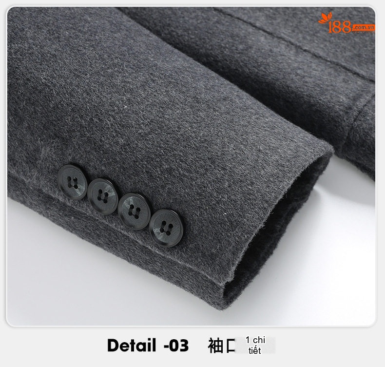 Áo Khoác Dạ Nam Trung Niên Dáng Vest Hai Mặt Màu Xám, Đen, Xanh Navy, Nâu chi tiết 24