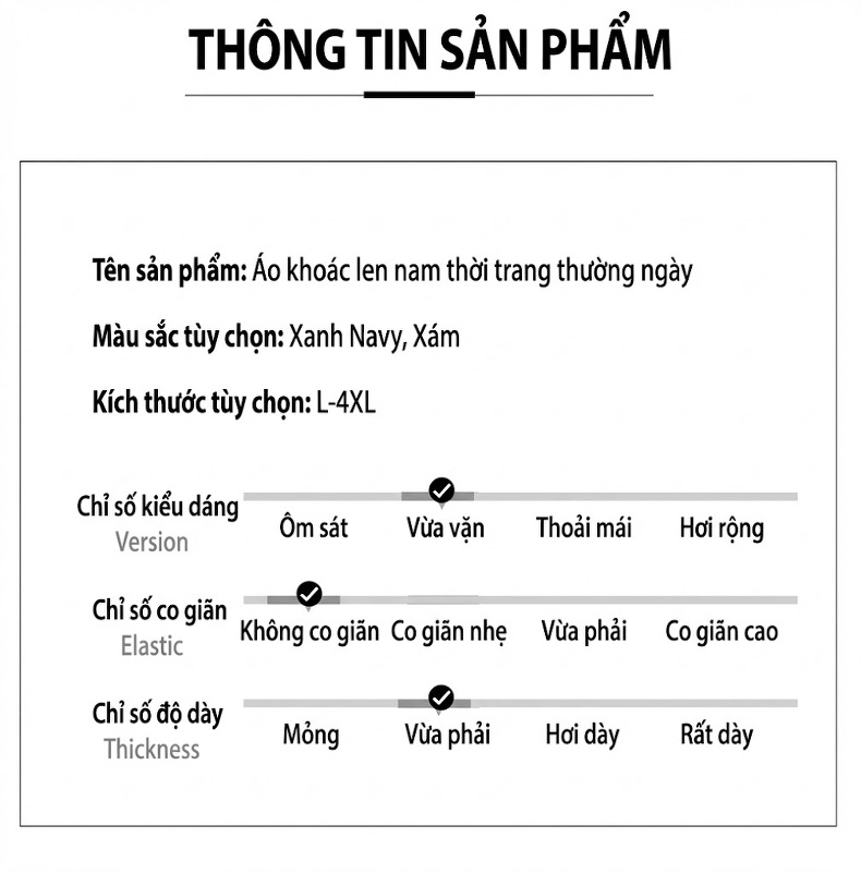 Áo Khoác Dạ Nam Wool Lông Cừu Cổ Bẻ Thanh Lịch Màu Đen, Xám chi tiết 7