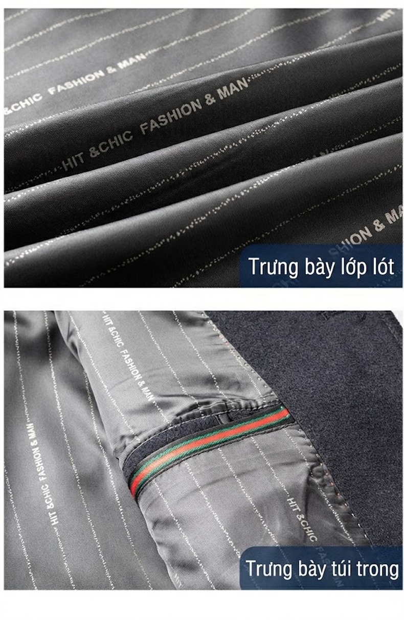 Áo Khoác Dạ Nam Wool Lông Cừu Cổ Bẻ Thanh Lịch Màu Đen, Xám chi tiết 15