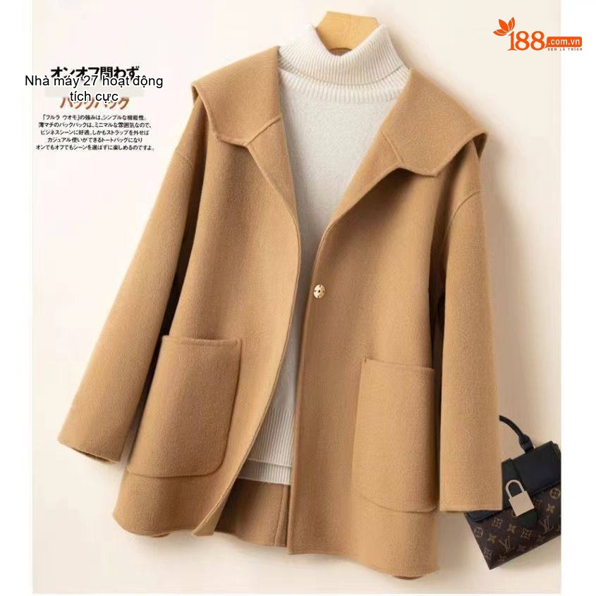Áo Khoác Dạ Nữ Cổ Hải Quân Phong Cách Hepburn Tay Dài Màu Đen, Nâu chi tiết 9