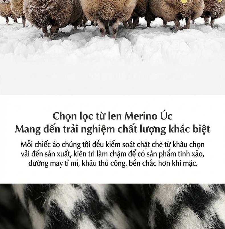 Áo Khoác Dạ Nữ Dáng Dài Hai Mặt Họa Tiết Houndstooth Form Rộng Thắt Eo Phong Cách Hàn Quốc chi tiết 3