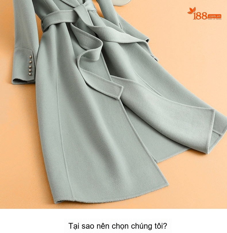 Áo Khoác Dạ Nữ Dáng Dài Thu Đông Ôm Dáng Thắt Eo Phong Cách Hepburn Màu Be, Nâu, Xám, Xanh... chi tiết 1