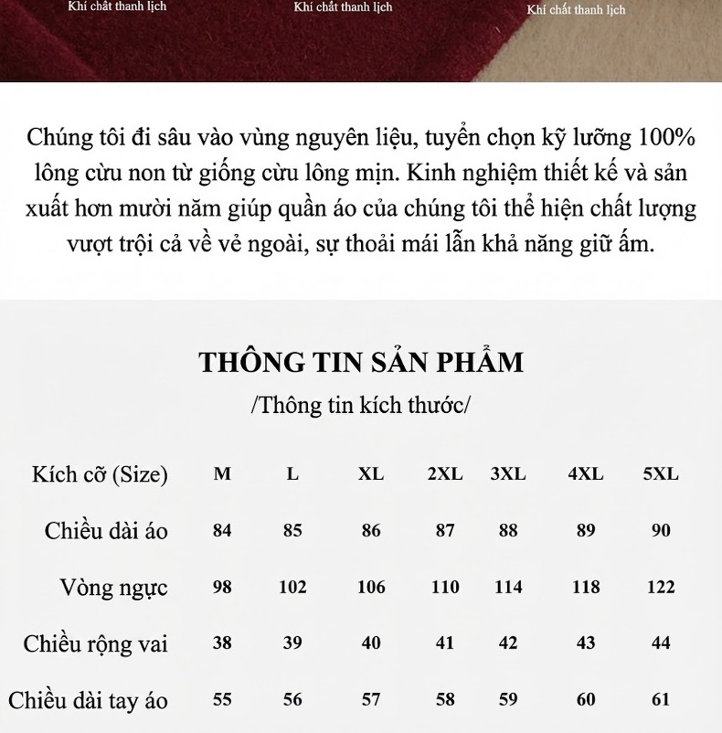 Áo Khoác Dạ Nữ Dáng Dài Trung Niên Cao Cấp Phong Cách Trung Hoa Chất Liệu Lông Cừu Màu Đỏ chi tiết 5