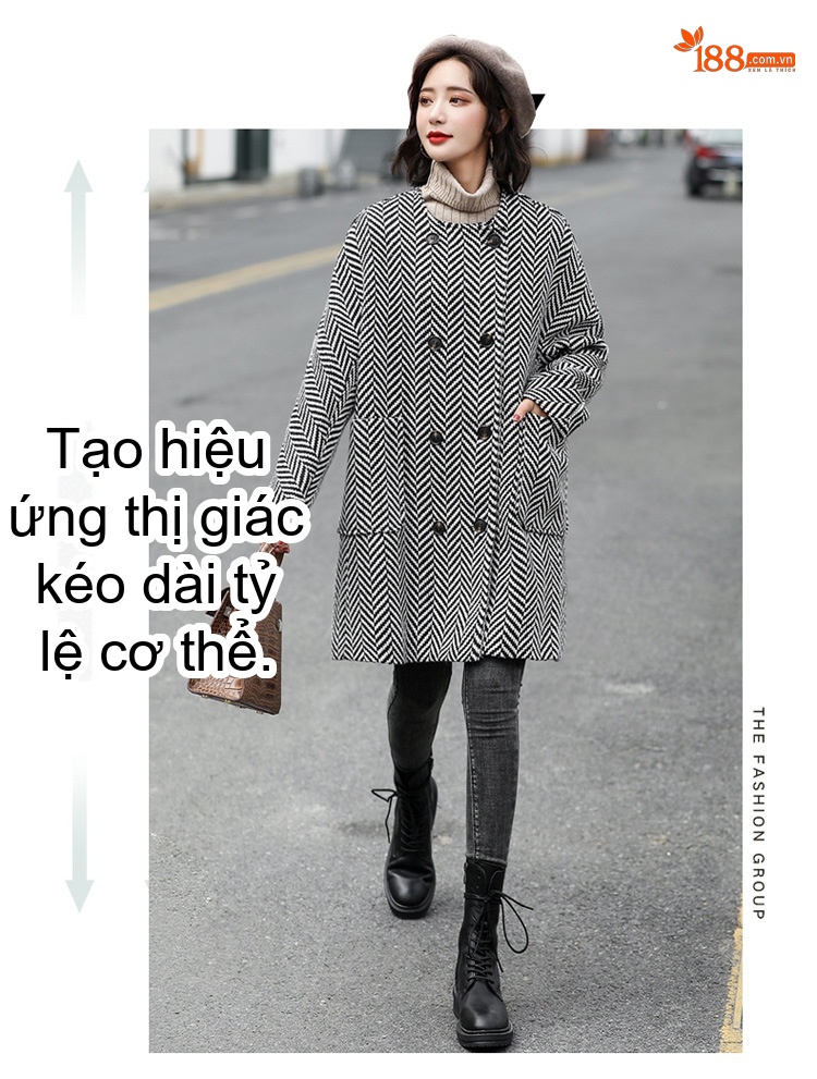 Áo Khoác Dạ Nữ Dáng Dài Vừa Họa Tiết Caro Phong Cách Hàn Quốc chi tiết 5