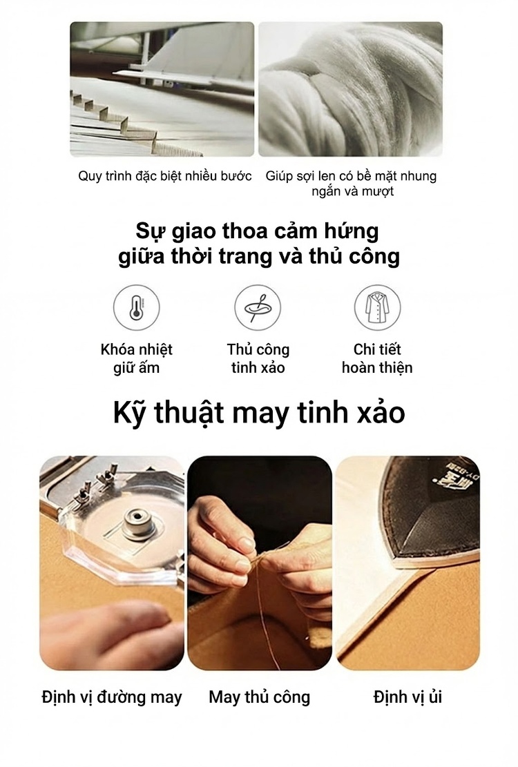 Áo Khoác Dạ Nữ Hai Mặt Dáng Dài Vừa Phong Cách Thu Đông Màu Đen, Nâu, Kem chi tiết 19