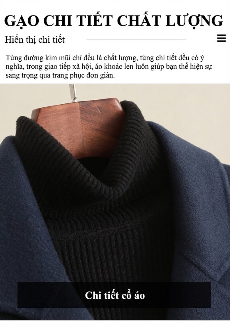 Áo Khoác Dạ Nữ Hai Mặt Lông Cừu Dáng Dài Thắt Eo Phong Cách Hepburn Màu Xanh Navy, Đỏ, Nâu chi tiết 14