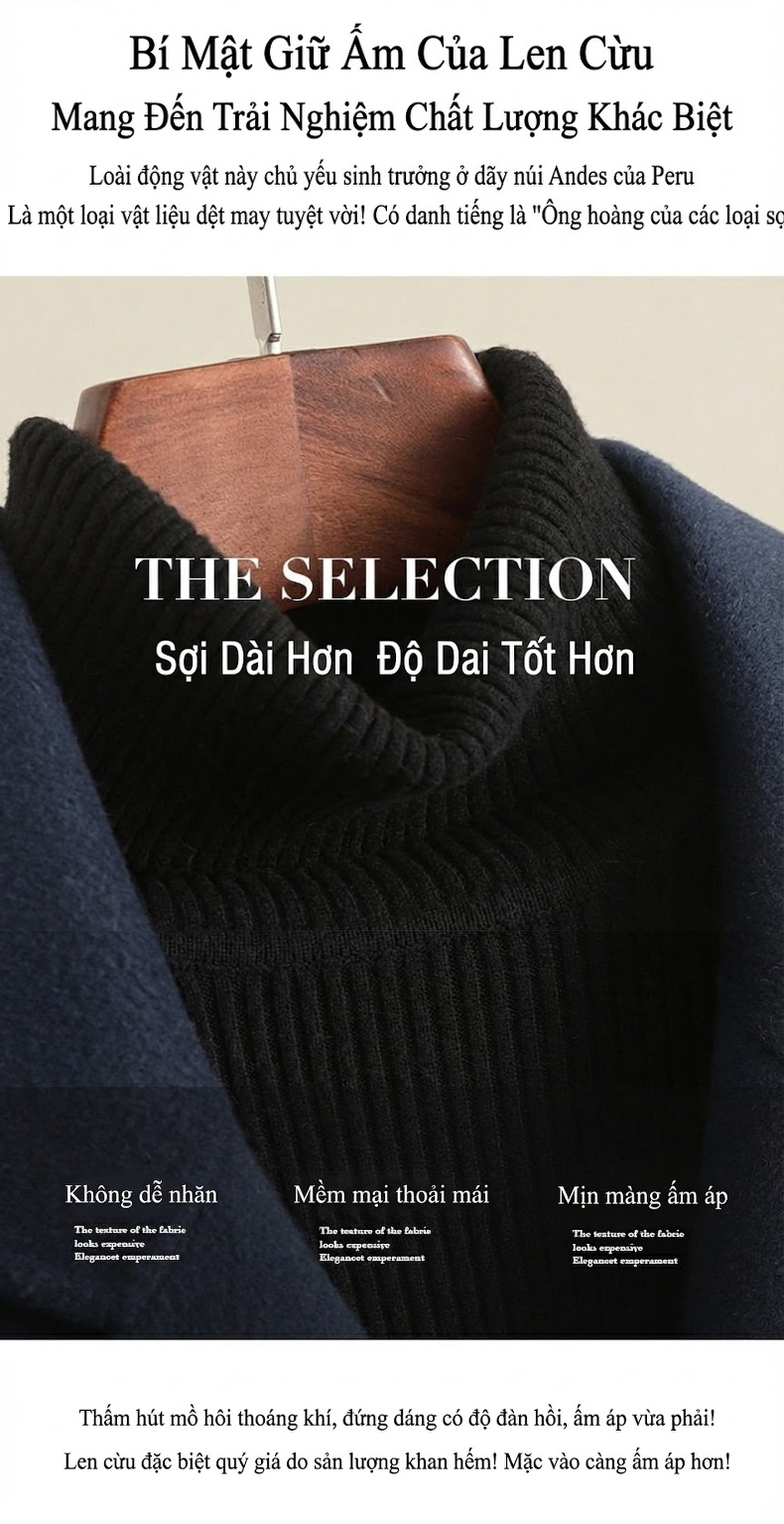 Áo Khoác Dạ Nữ Hai Mặt Lông Cừu Dáng Dài Thắt Eo Phong Cách Hepburn Màu Xanh Navy, Đỏ, Nâu chi tiết 1