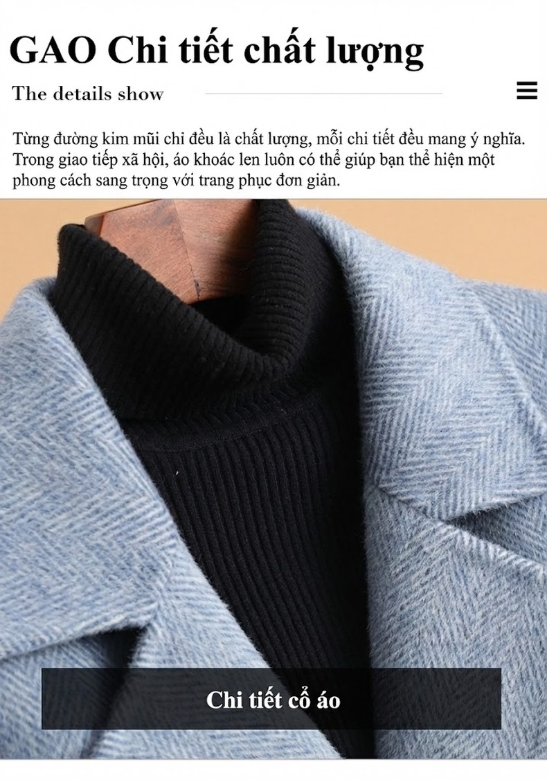 Áo Khoác Dạ Nữ Hai Mặt Lông Cừu Ngắn Tay Thu Đông Dáng Rộng Phong Cách Hàn Quốc Màu Tím, Kem, Hồng, Xanh chi tiết 16