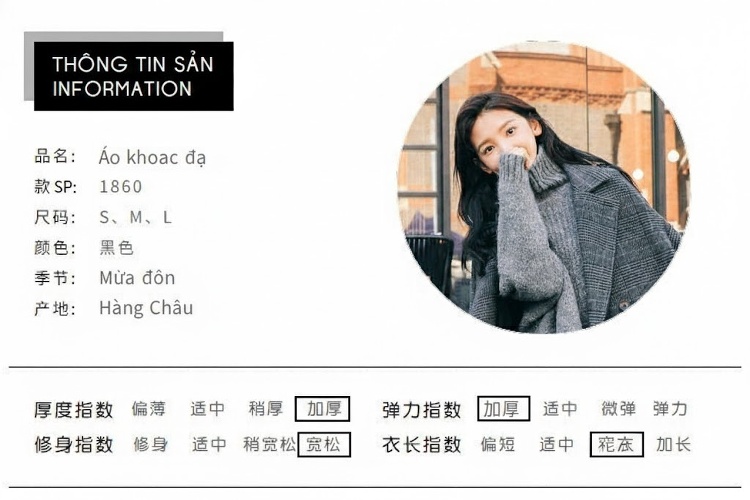 Áo Khoác Dạ Nữ Kẻ Ô Dáng Dài Hàn Quốc Form Rộng Phong Cách Chic Màu Xám chi tiết 2