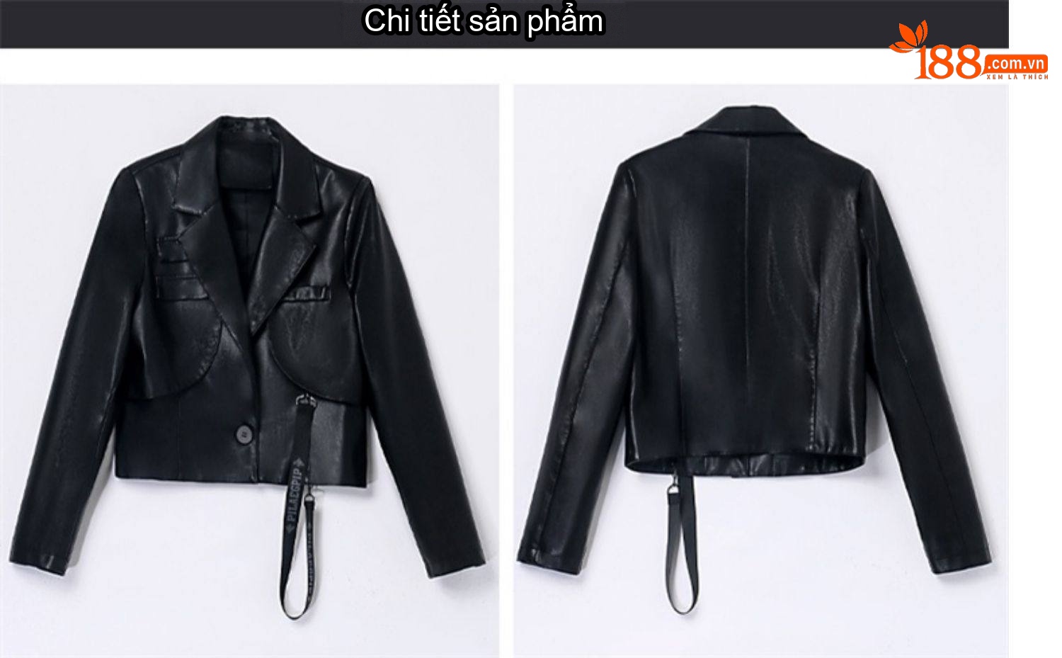 Áo Khoác Da Nữ Kiểu Hàn Quốc Dáng Ngắn Ôm Eo Da Bóng Màu Đen, Xanh Lá, Nâu chi tiết 30