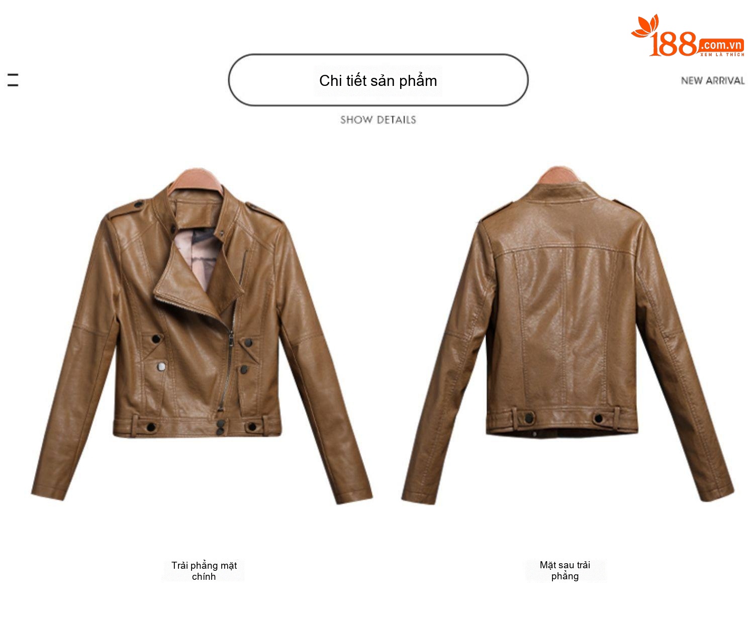 Áo Khoác Da Nữ Kiểu Ngắn Dáng Motor Phong Cách Biker Màu Đen, Nâu, Đỏ chi tiết 28