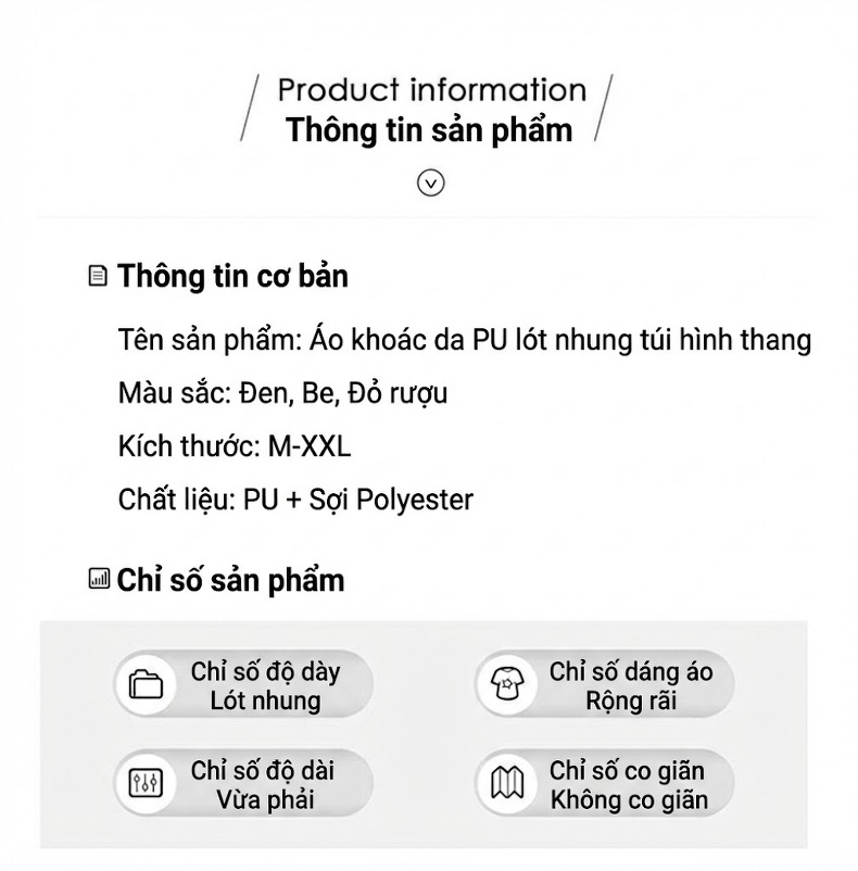 Áo Khoác Da Nữ Lót Lông Cổ Lớn Dáng Ngắn Thời Trang Màu Đen, Nâu chi tiết 15