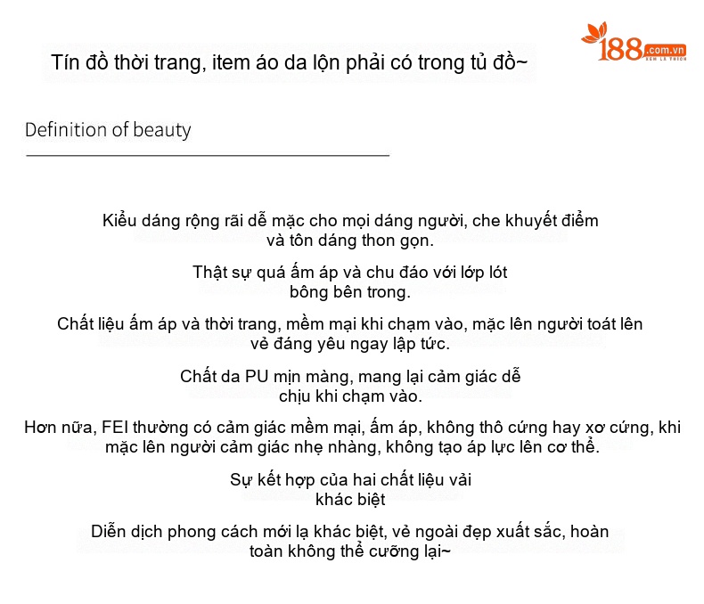 Áo Khoác Da Nữ Lót Lông Ngắn Tay Dáng Nhỏ Cổ Trụ Màu Đen, Nâu chi tiết 4