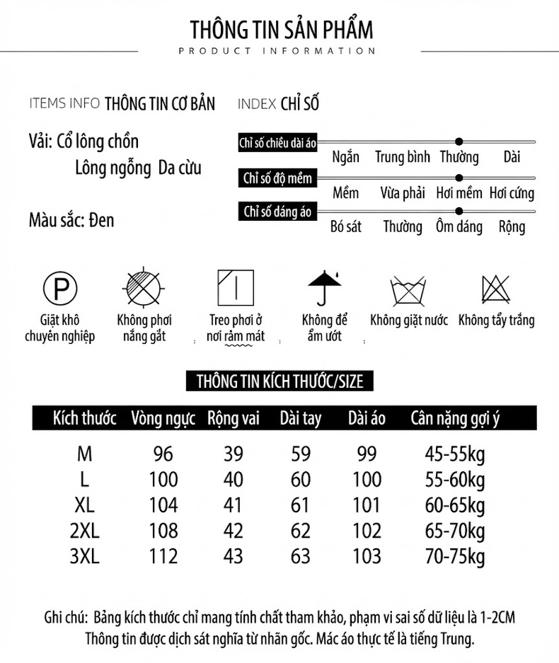 Áo Khoác Da Thật Dáng Dài Lót Lông Vũ Cổ Lông Chồn Màu Đen chi tiết 3