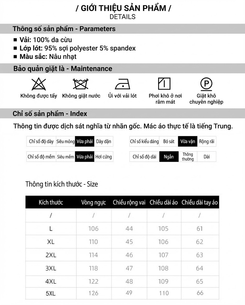 Áo Khoác Da Thật Dáng Dài Quá Gối Cổ chữ Vest Ôm Dáng Phong Cách Lịch Lãm Màu Xám, Đen chi tiết 5