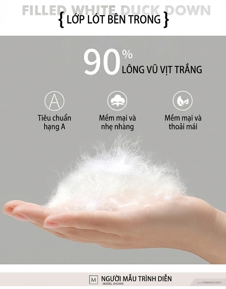 Áo Khoác Da Thật Lông Vũ Nữ Dáng Dài Vừa Cổ Lông Chồn Da Cừu Màu Đen chi tiết 2