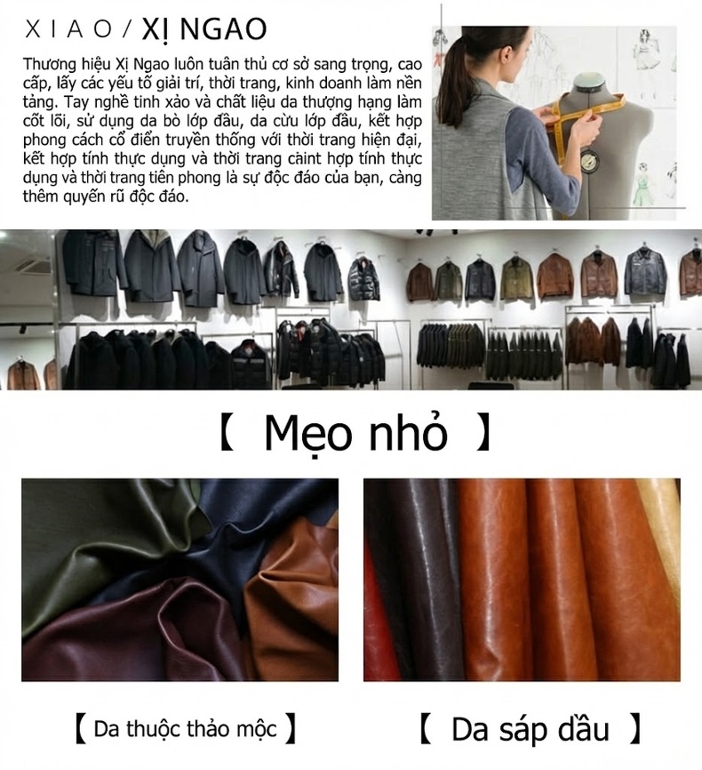 Áo Khoác Da Thật Nam Dáng Ngắn Có Mũ Da Cừu Màu Đen chi tiết 22