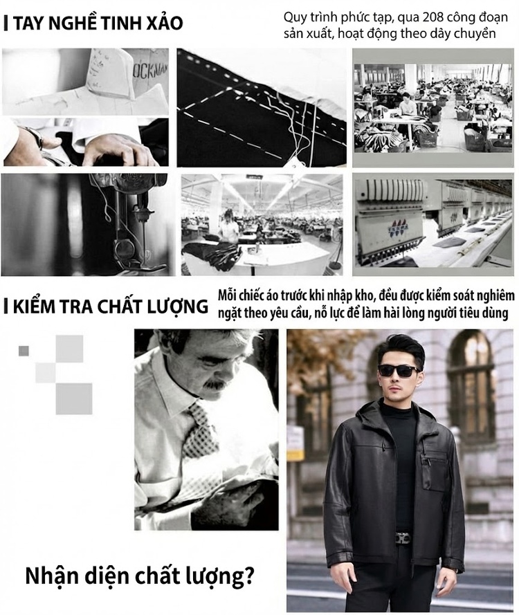 Áo Khoác Da Thật Nam Dáng Ngắn Có Mũ Thu Đông Da Cừu Màu Đen chi tiết 7