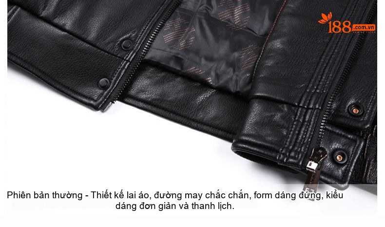 Áo Khoác Da Thật Nam Lót Lông Cổ Lông Thú Dày Dặn Giữ Ấm Màu Đen, Nâu chi tiết 27