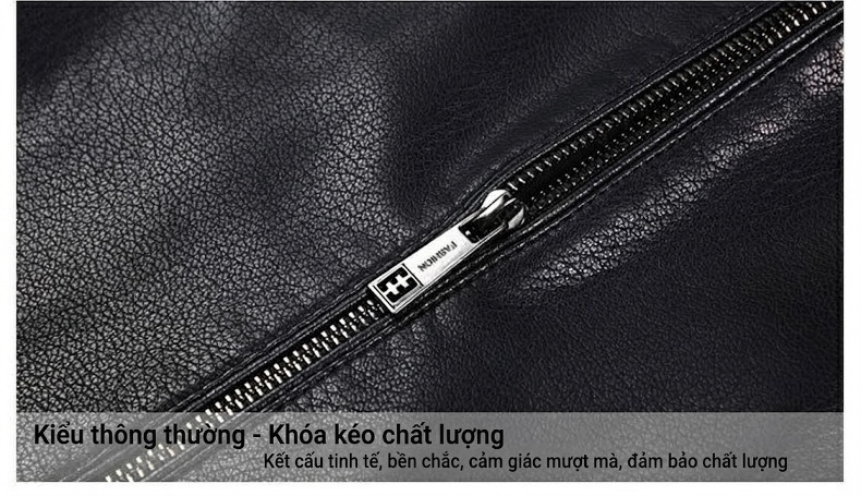 Áo Khoác Da Thật Nam Lót Lông Cừu Non Cổ Trụ Dáng Ôm Màu Đen, Nâu chi tiết 22