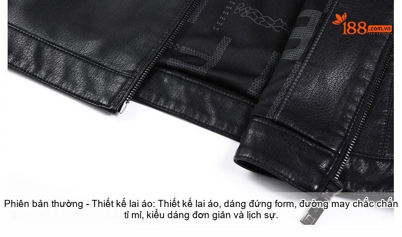 Áo Khoác Da Thật Nam Lót Lông Cừu Non Cổ Trụ Dáng Ôm Màu Đen, Nâu chi tiết 25