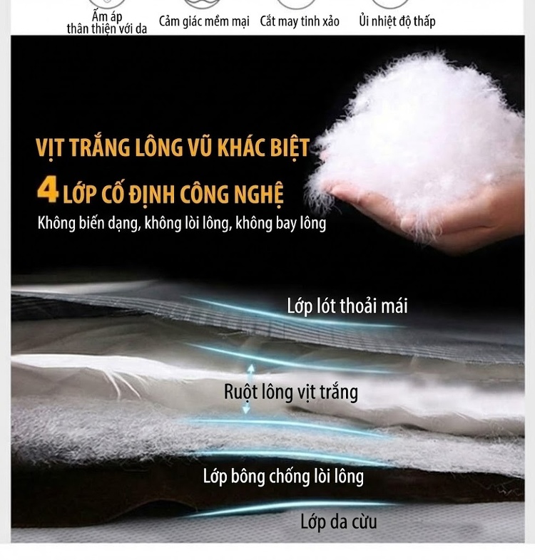 Áo Khoác Da Thật Nữ Dáng Dài Vừa Lông Vũ Mũ Lông Cáo Màu Đen chi tiết 5