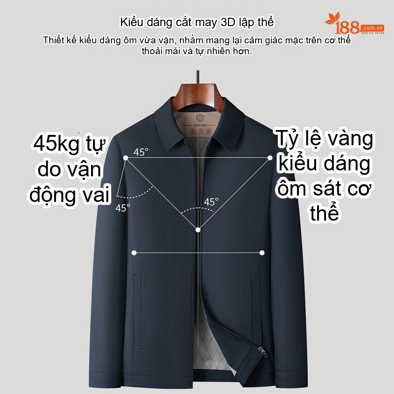 Áo Khoác Dáng Ngắn Nam Cổ Bẻ Phong Cách Doanh Nhân Màu Xanh Navy