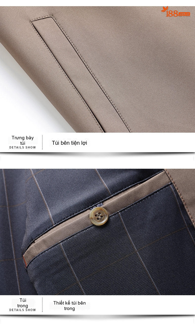Áo Khoác Gió Nam Cổ Bẻ Cotton Phong Cách Công Sở Màu Đen, Xám, Nâu chi tiết 20