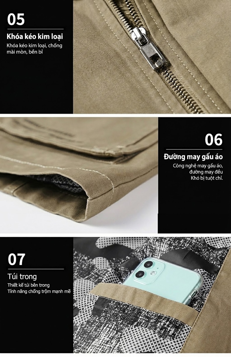 Áo Khoác Gió Nam Cotton Dáng Dài Vừa Vặn Phong Cách Hàn Quốc Màu Nâu, Đen, Xanh Olive, Kem... chi tiết 20