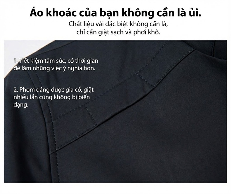 Áo Khoác Gió Nam Dáng Dài Vừa Có Lớp Lót Lông Cừu Tháo Rời Màu Xanh Navy, Be chi tiết 2