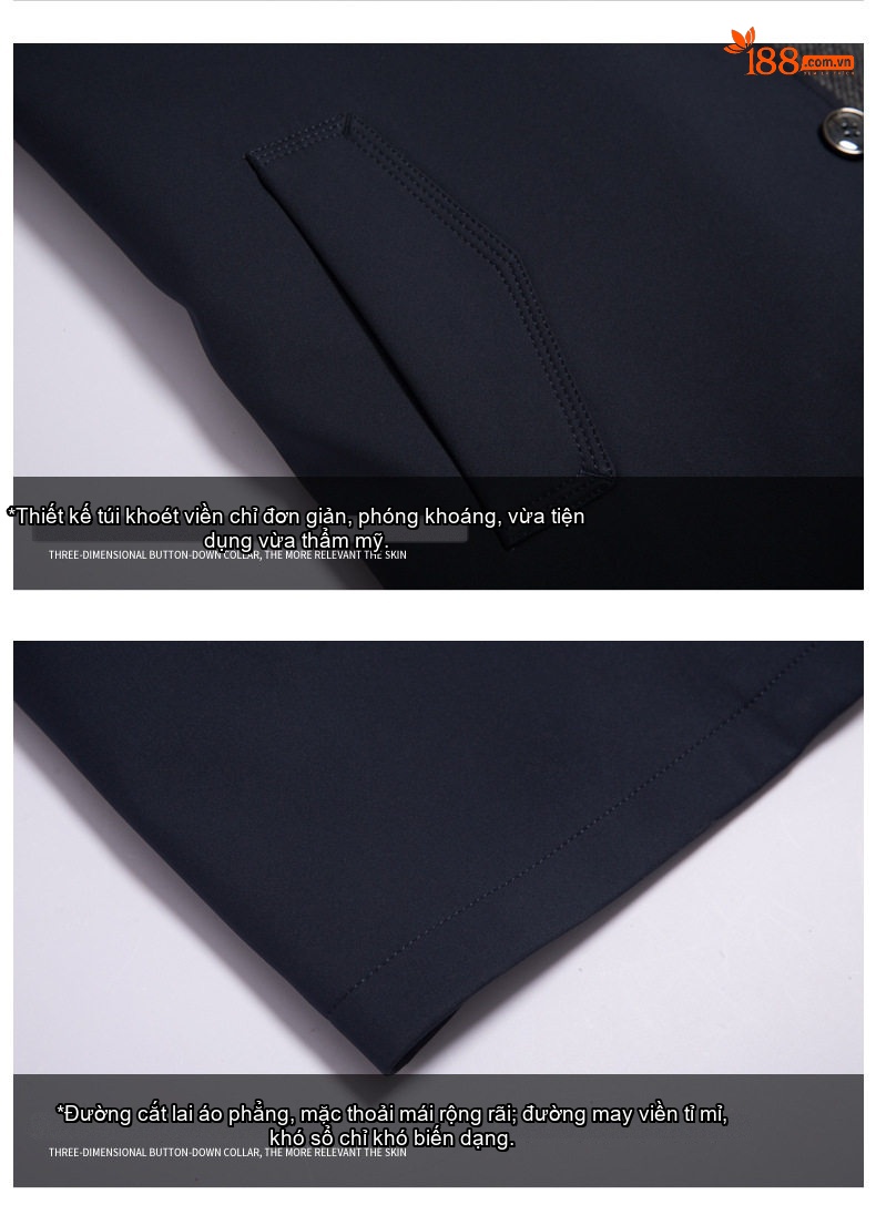 Áo Khoác Gió Nam Dáng Dài Vừa Có Lớp Lót Lông Cừu Tháo Rời Màu Xanh Navy, Be chi tiết 11