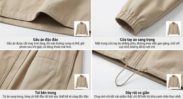 Áo Khoác Gió Nam Dáng Dài Vừa Có Mũ Trùm Đầu Phong Cách Hàn Quốc Màu Be, Nâu, Đen chi tiết 13