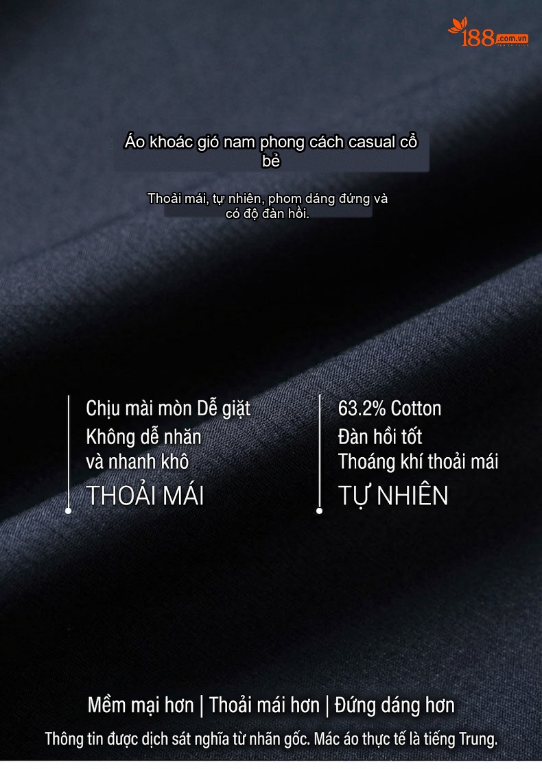 Áo Khoác Gió Nam Dáng Dài Vừa Phong Cách Doanh Nhân Thanh Lịch Màu Đen, Xám, Be, Xanh Navy chi tiết 1