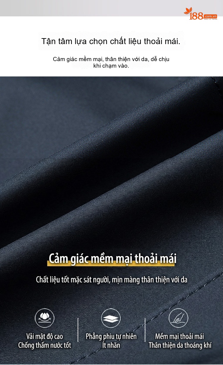 Áo Khoác Gió Nam Dáng Dài Vừa Vặn Cổ Bẻ Một Hàng Nút Màu Đen, Xanh Navy chi tiết 3