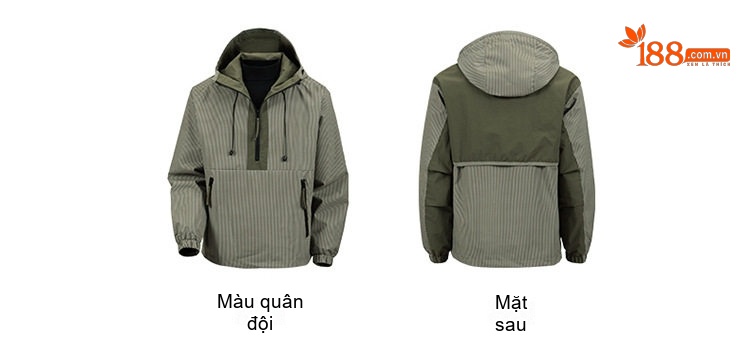 Áo Khoác Gió Nam Dáng Rộng Có Mũ Trùm Đầu Phong Cách Công Sở Màu Xanh Olive Sọc chi tiết 4