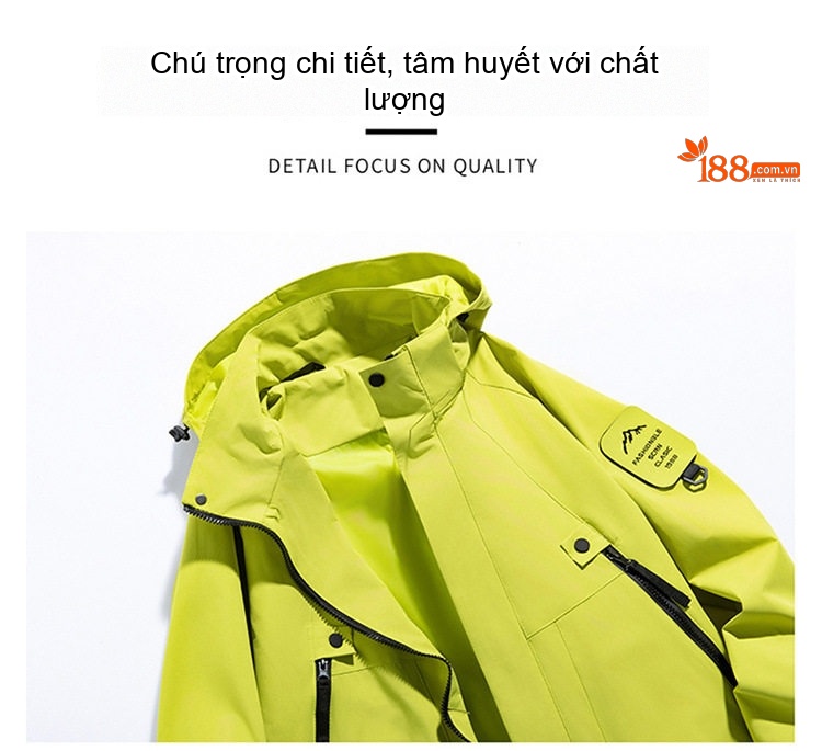 Áo khoác gió nam nữ màu trơn có mũ trùm đầu chống thấm nước chi tiết 16