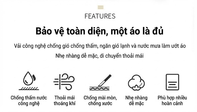 Áo khoác gió nam nữ màu trơn có mũ trùm đầu chống thấm nước chi tiết 2